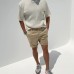 Gentlemans Simple Pleated Design Casual Short-sleeved T-shi