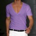 Men's Basic White Deep V-Neck Cotton Short Sleeve T-Shirt