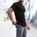 Men's Sports Short-sleeved Fitness Training T-shirt Running Top Casual Slim Round Neck Solid Color Cotton Bottoming Shir