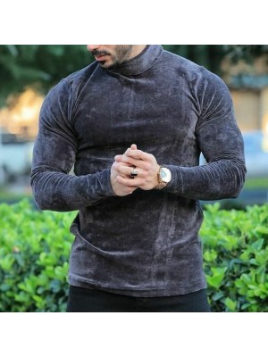 Men's Warm Velvet Slim Fit Casual Long Sleeve T-shirt