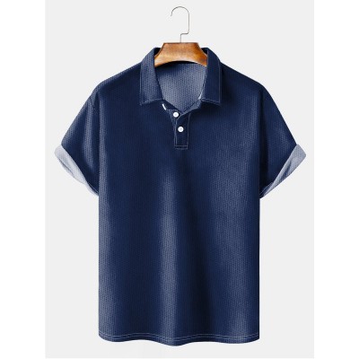 Men's Basic Solid Color Lapel POLO Shirt