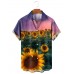 Men's Casual Lapel Sunflower Printed Short Sleeve Shirt 50136012M