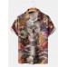 Men's Creative Flower Skull Short Sleeve Polo Shirt