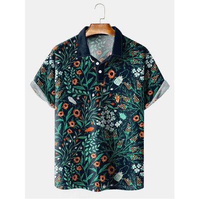 Men's Beetle Floral Short Sleeve Polo Shirt