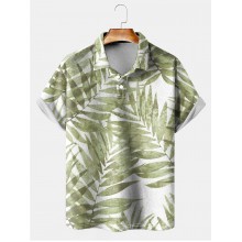 Turquoise Watercolor Fern Leaf Print POLO Shirt