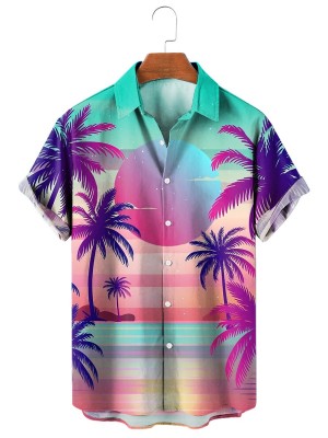 Sunset Palms Vaporwave Resort Short Sleeve Shirt