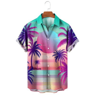 Sunset Palms Vaporwave Resort Short Sleeve Shirt