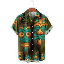 Tiki totem art short sleeve shirt