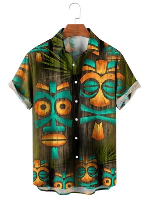 Tiki totem art short sleeve shirt