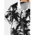 TROPICAL PALMS BLACK AND WHITE PRINT Polo Shirt